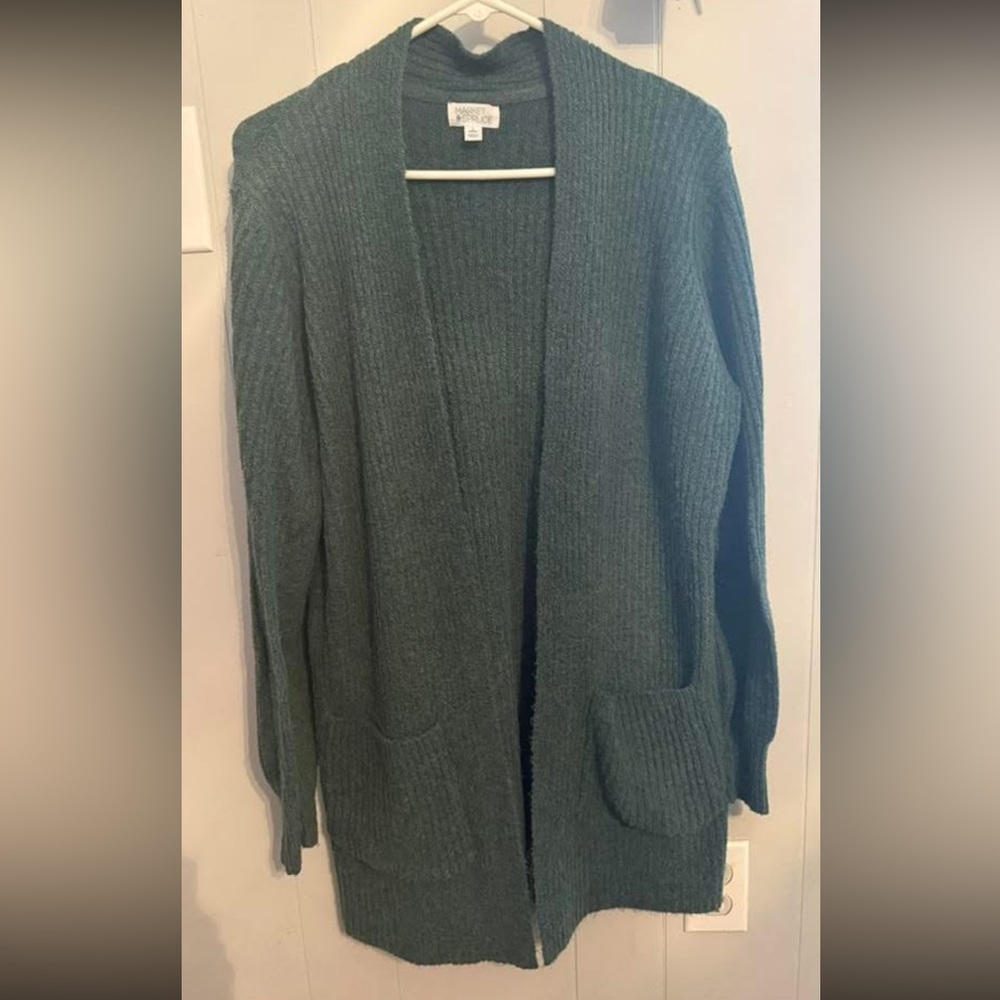 Market & Spruce Green Open-Front Cardigan